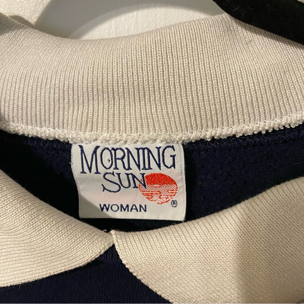 Vintage 90s Morning Sun Collared Sweatshirt Cat and Birds - Picture 4 of 4